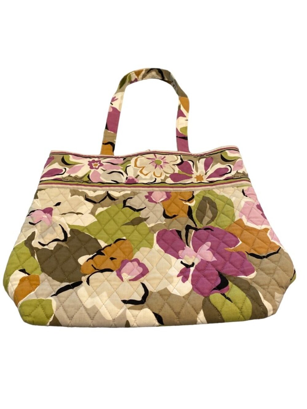 Vera Bradley Mod Floral Pink Quilted Tote Bag Cotton Purse - Picture 2 of 6